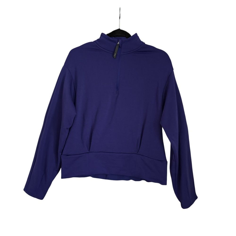 Athleta Altitude Polartec Half Zip Sweatshirt Women Size M Purple Noble Blue - Picture 2 of 10